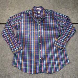 Peter Millar Mens L" Multi Color Plaid Button Down Shirt 100% Cotton Long Sleeve